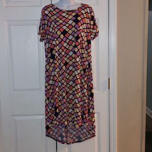 LuLaRoe Carly short sleeve front pocket high low swing dress Sz M